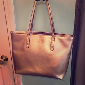 Metallic Gold Authentic Gold Coach Tote